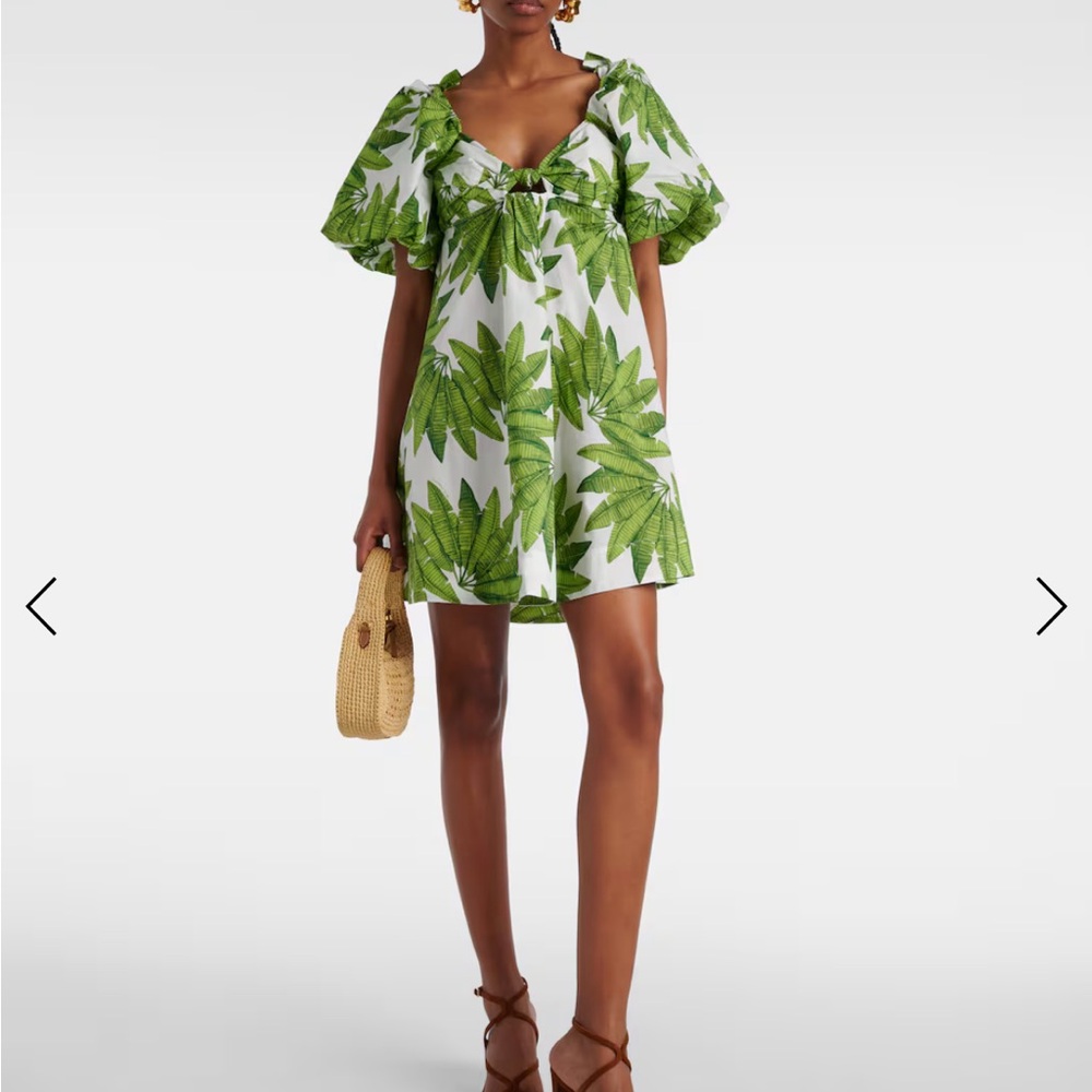 Green Leaf Print Dress
